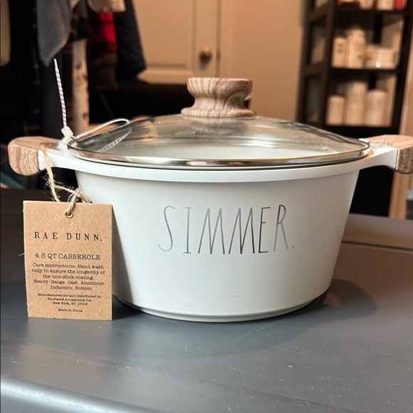 Rae Dunn Cream Casserole Dish with Glass Lid Simmer